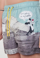 Boxer Uomo da Bagno Con Stampa Cartoon Mint 