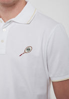 Polo Sport Capsule in Piqué Di Cotone Comfort Bianco Con Ricamo Tennis 