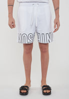 Bermuda Uomo In Felpa Con Maxi Logo Bianco 