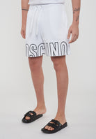Bermuda Uomo In Felpa Con Maxi Logo Bianco 