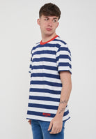 T-Shirt Uomo A Righe Bianco Blu 