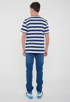 T-Shirt Uomo A Righe Bianco Blu 