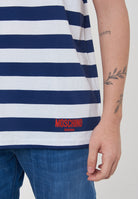 T-Shirt Uomo A Righe Bianco Blu 