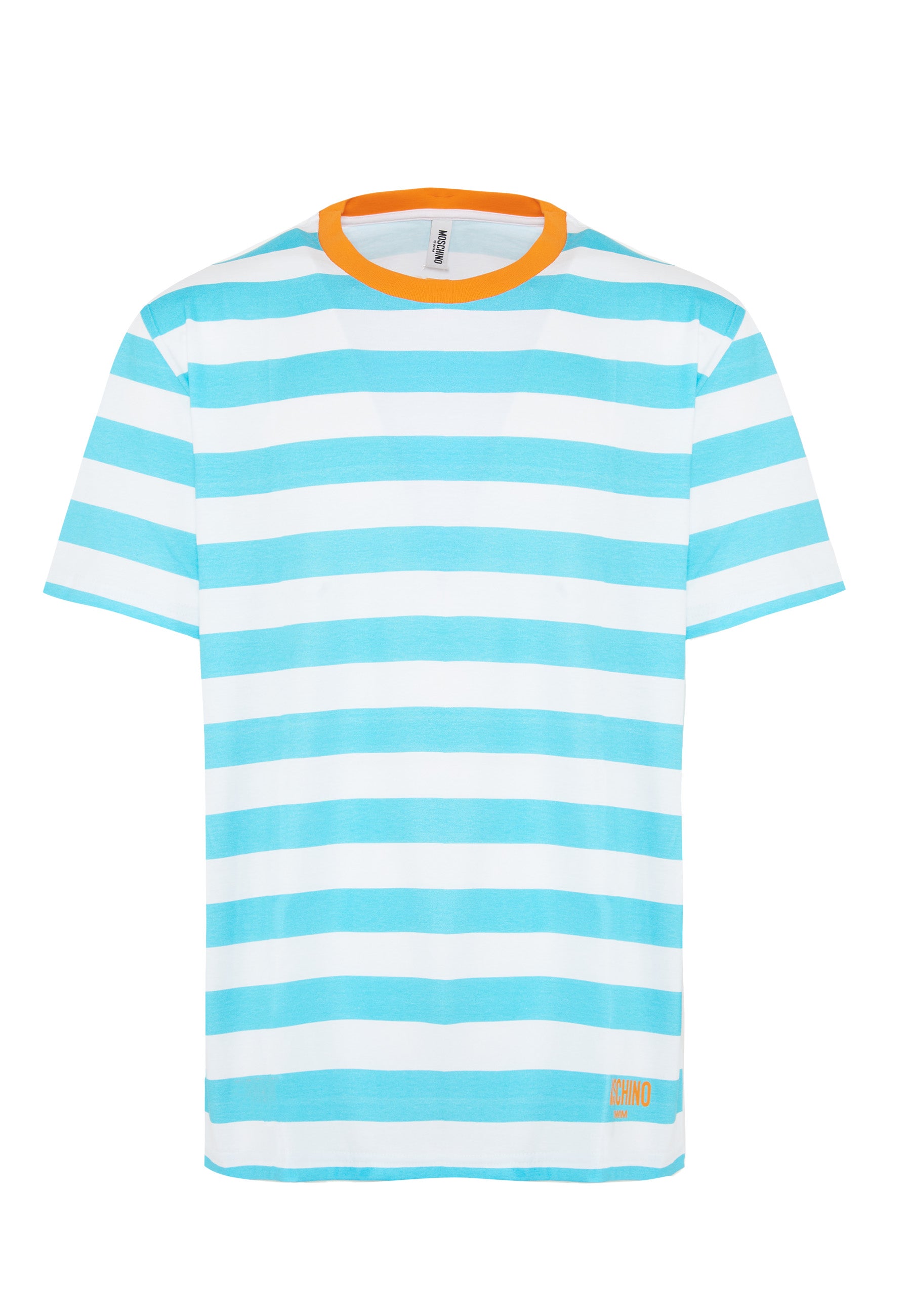 T-Shirt Uomo A Righe Bianco Azzurro 