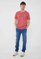 T-Shirt Uomo Tinta Unita Stone Wash Rosso 