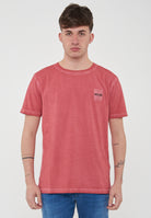 T-Shirt Uomo Tinta Unita Stone Wash Rosso 