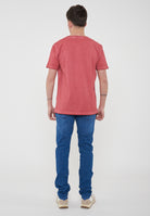 T-Shirt Uomo Tinta Unita Stone Wash Rosso 