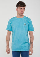 T-Shirt Uomo Tinta Unita Stone Wash Azzurro 