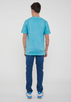 T-Shirt Uomo Tinta Unita Stone Wash Azzurro 