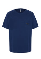 T-Shirt Uomo Tinta Unita Con Logo E Taschino Blu 