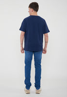 T-Shirt Uomo Tinta Unita Con Logo E Taschino Blu 
