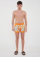 Boxer Mare Striped Lettering Logo Arancione 