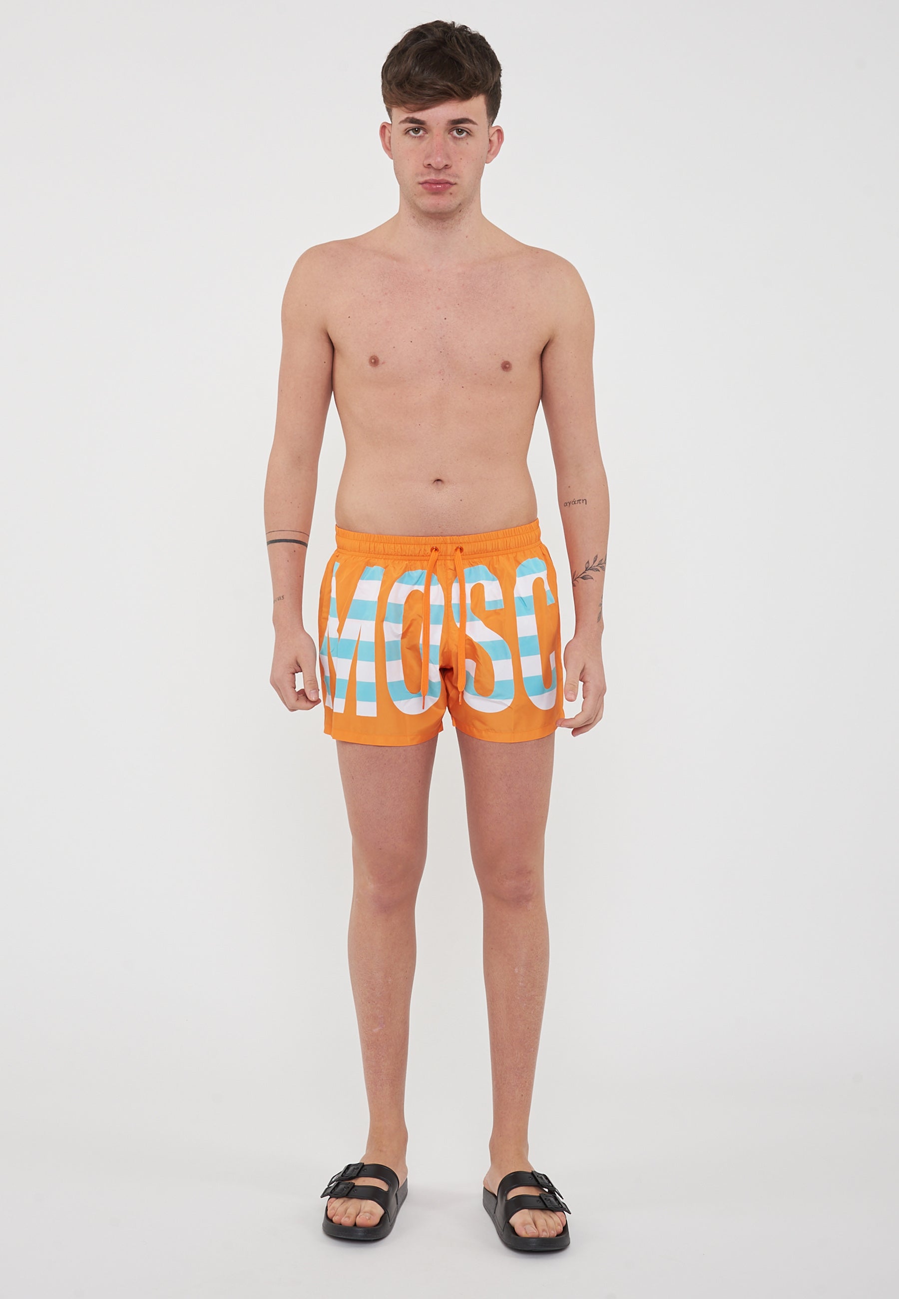 Boxer Mare Striped Lettering Logo Arancione 