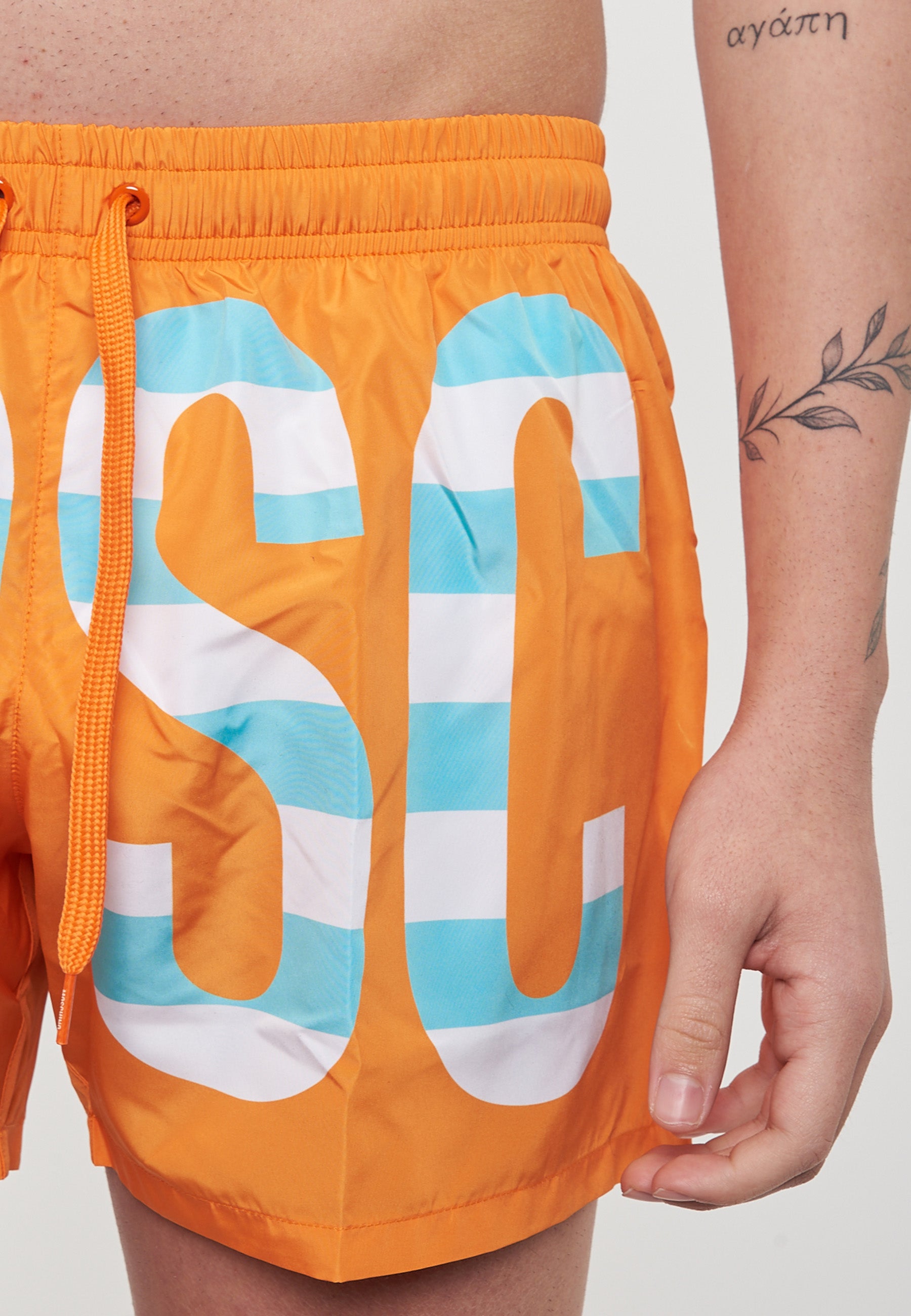 Boxer Mare Striped Lettering Logo Arancione 