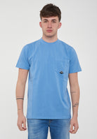 T-shirt Pocket In Jersey Linen Blue 