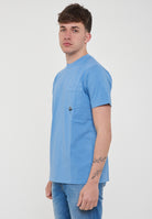 T-shirt Pocket In Jersey Linen Blue 