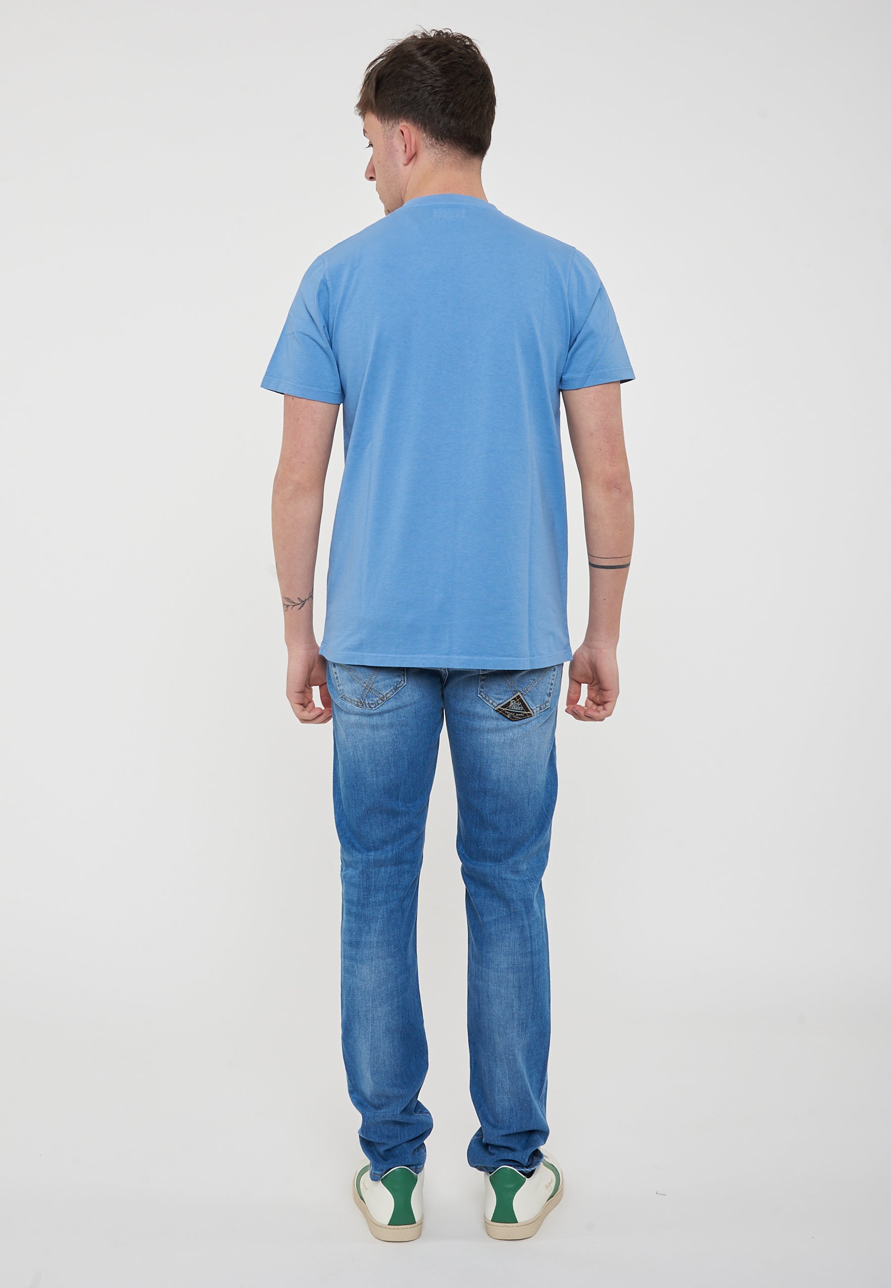 T-shirt Pocket In Jersey Linen Blue 