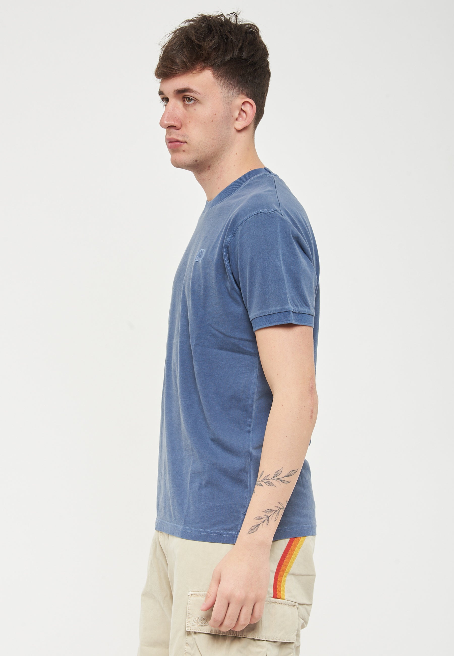 T-Shirt New Dey Girocollo Tinto Capo Con Logo Navy 01 