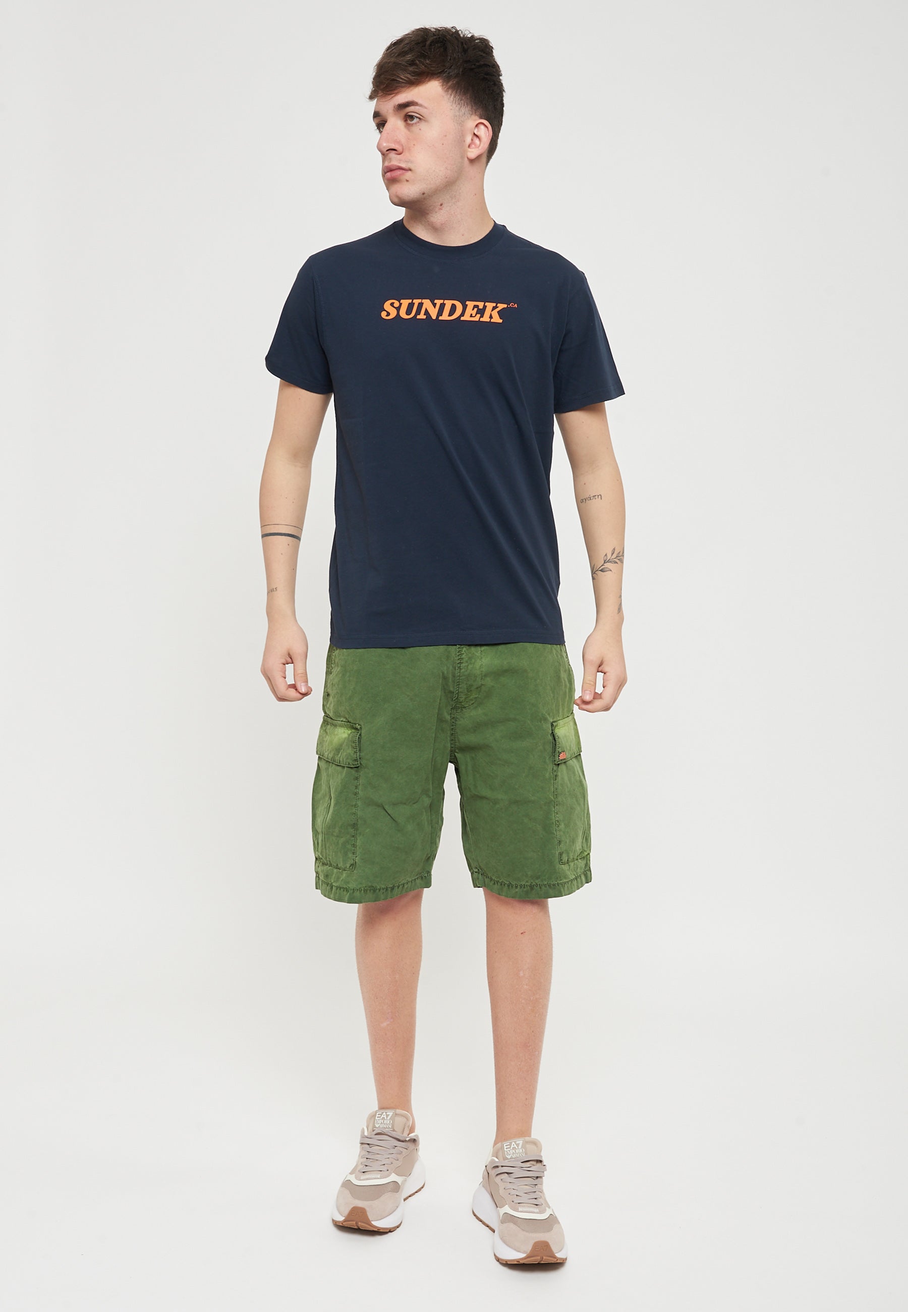 T-Shirt Girocollo Con Logo Navy 02 