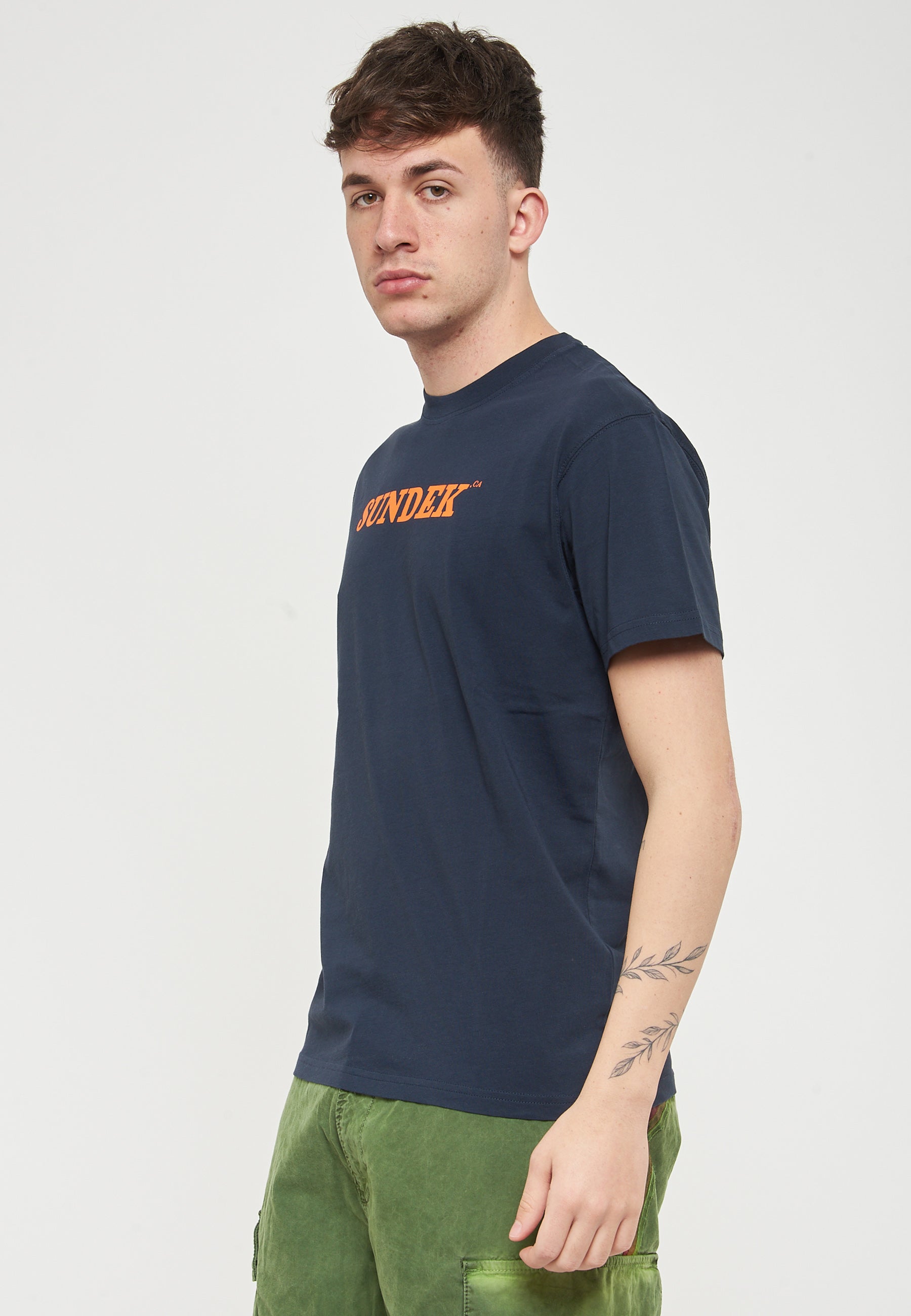 T-Shirt Girocollo Con Logo Navy 02 