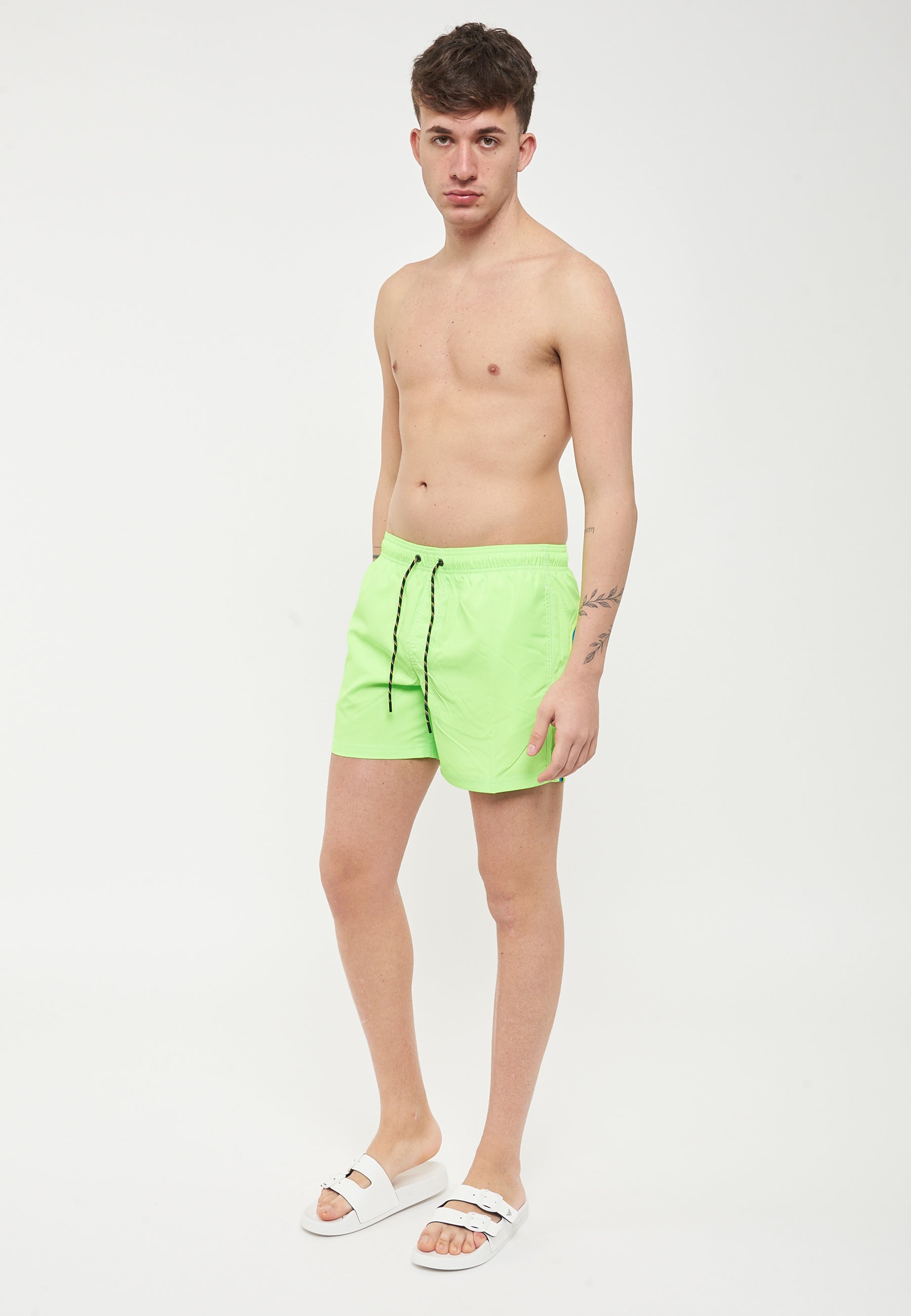 Costume Da Bagno Corto Vita Elasticata Poliestere Riciclato Repreve Fluo Green 01 