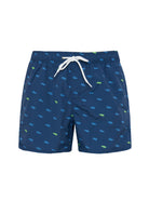 Costume Da Bagno Corto Vita Elasticata Stampa Monogram In Poly Riciclato Navy 
