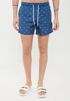 Costume Da Bagno Corto Vita Elasticata Stampa Monogram In Poly Riciclato Navy 