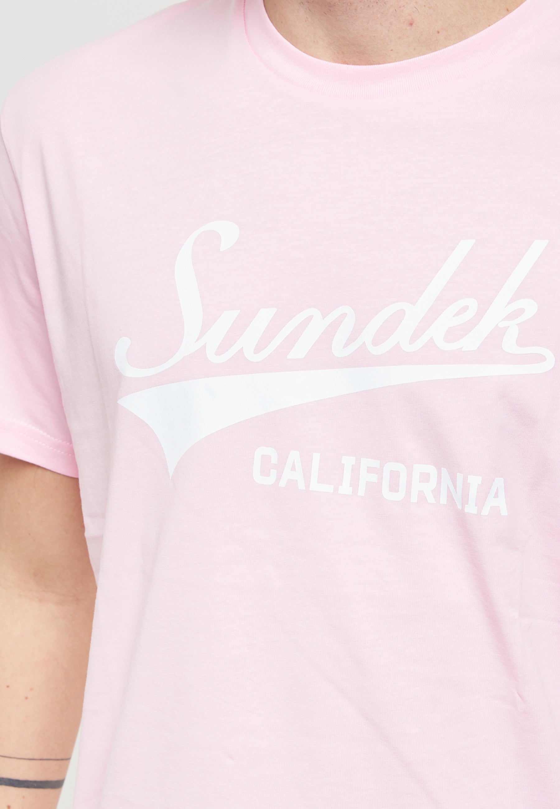 T-Shirt con Scritta Sundek Quartz Pink 