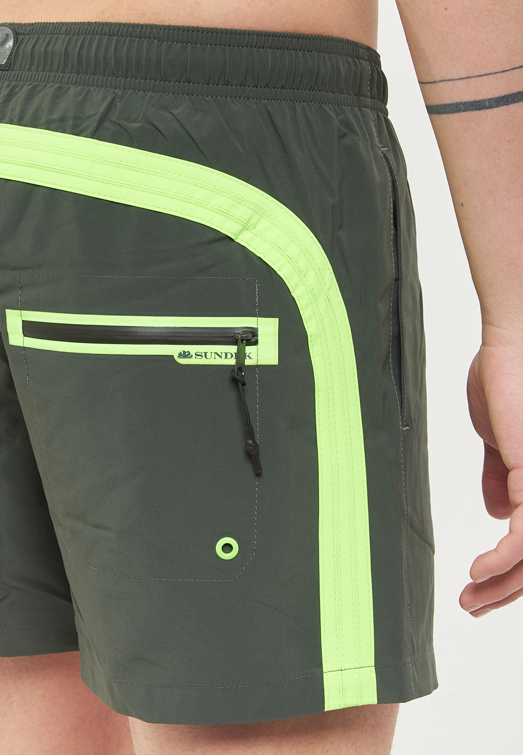 Costume Da Bagno Corto Vita Elasticata Strech Con Tasca Pine 01 