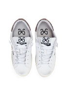 Sneaker prime star in pelle bianca con dettagli in pelle con dettagli in crosta leopardata ed effeto used 