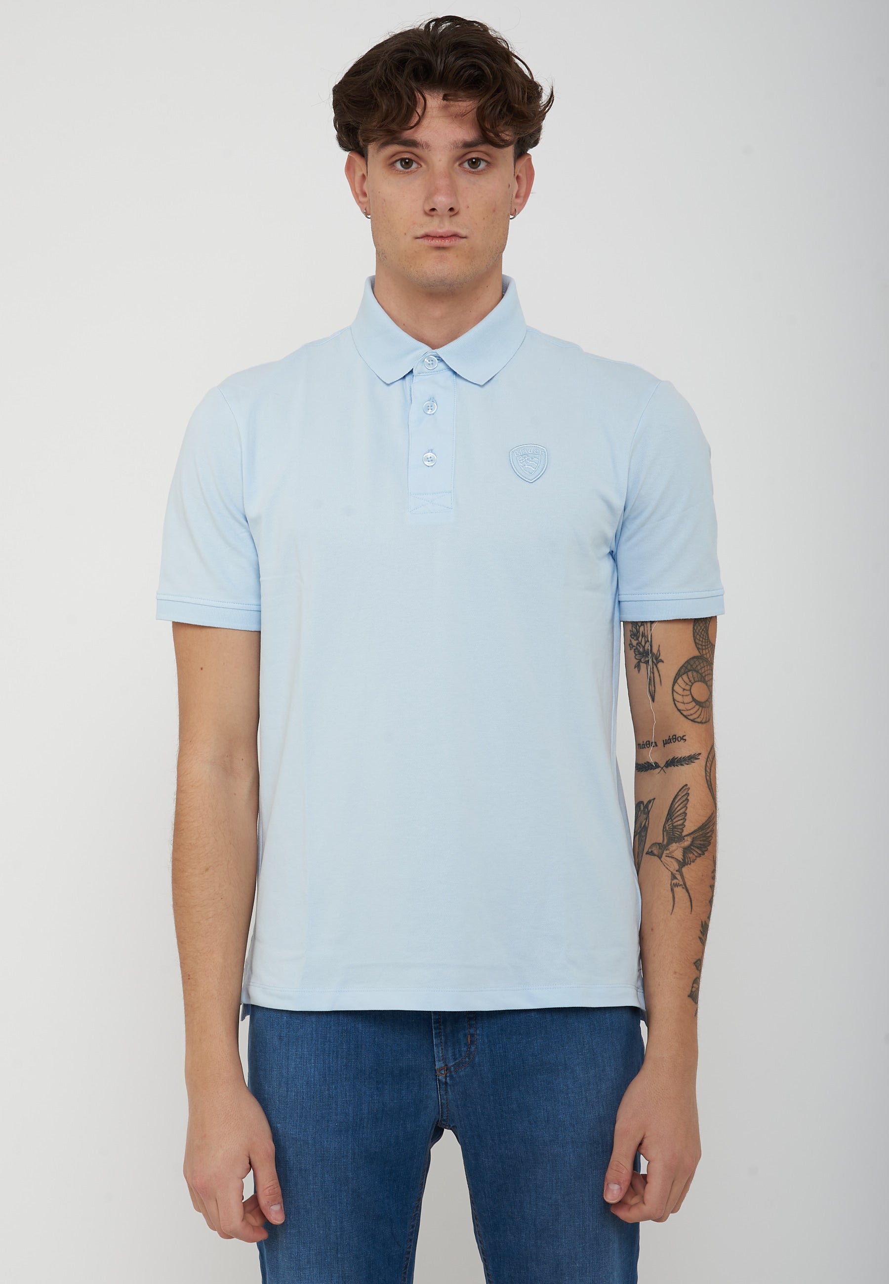 Polo In Piquet Alban Celeste. 