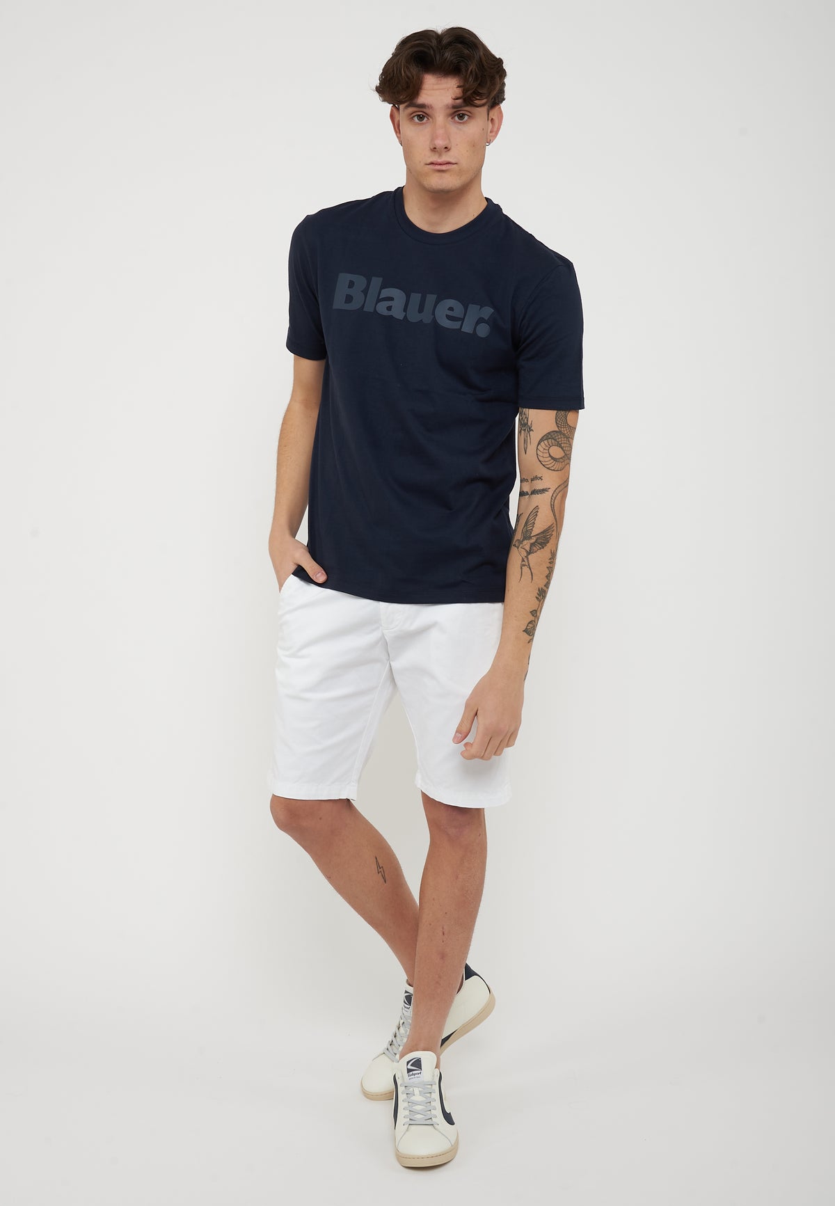 T-Shirt In Tono Bourn Blu 