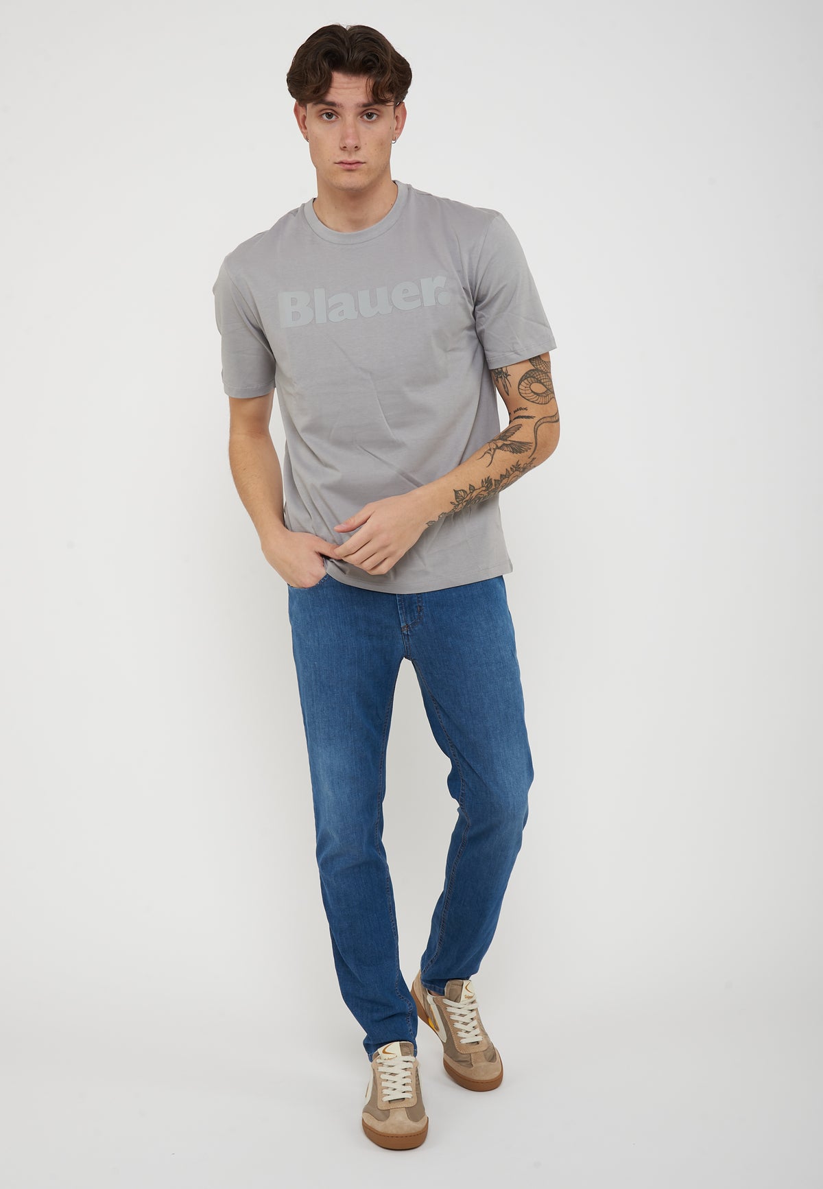 T-Shirt In Tono Grigio Nebbia 