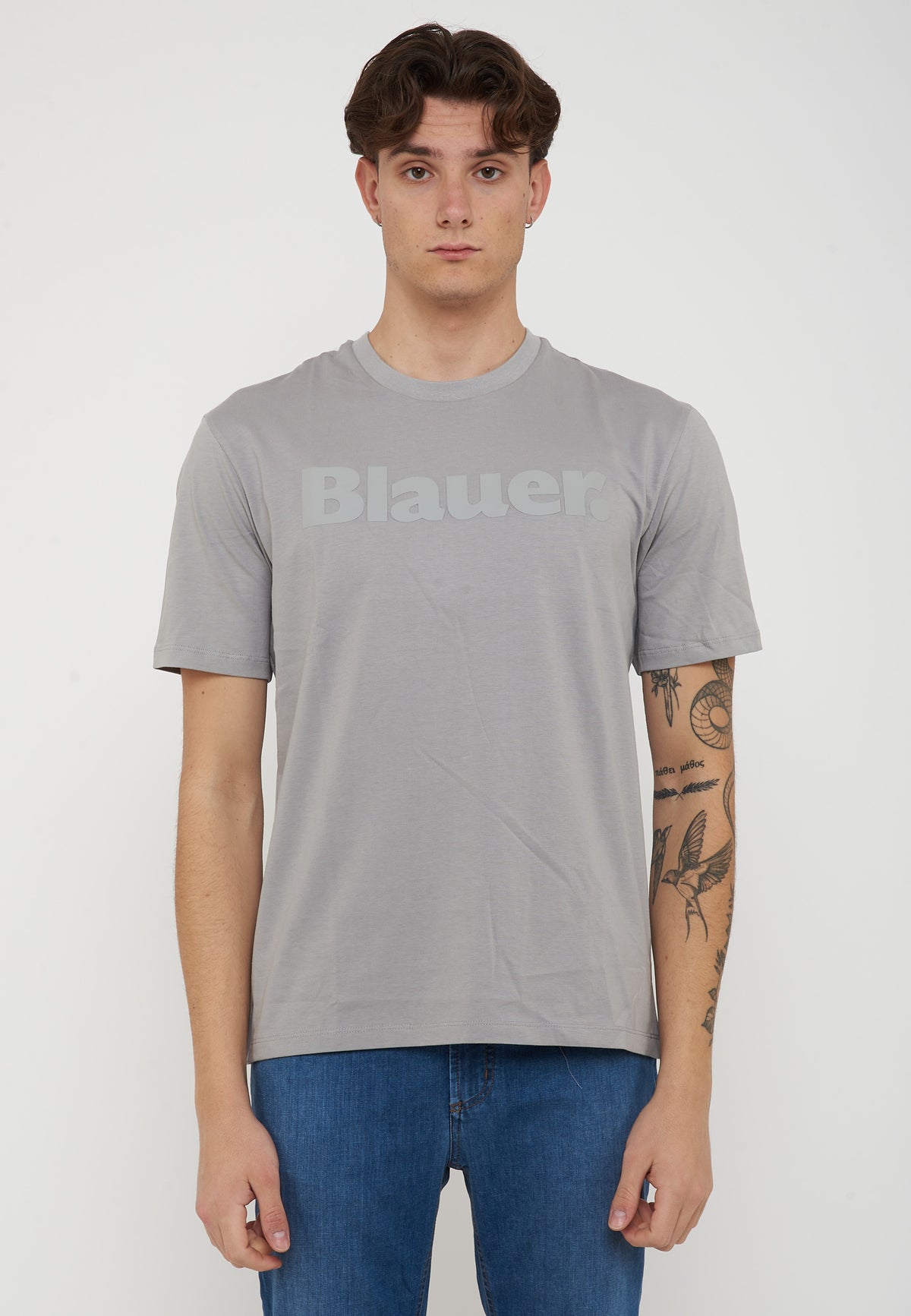 T-Shirt In Tono Grigio Nebbia 