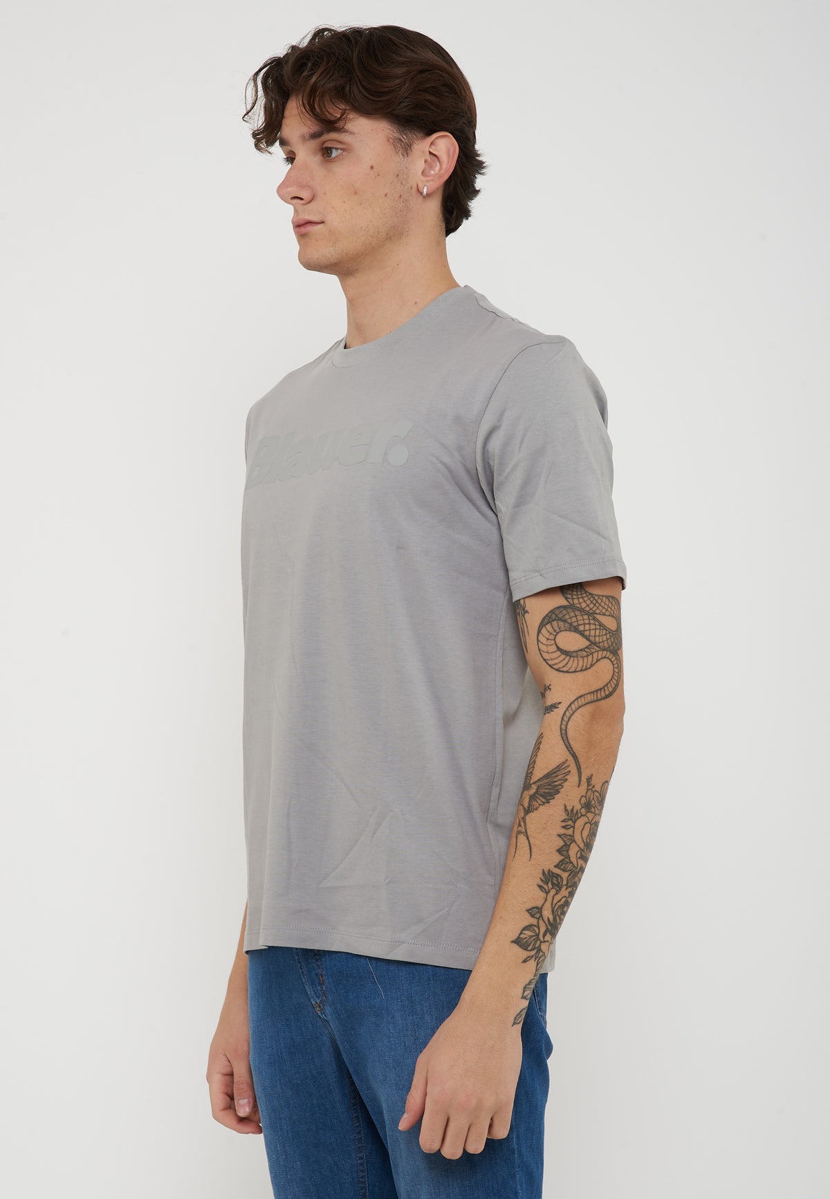 T-Shirt In Tono Grigio Nebbia 