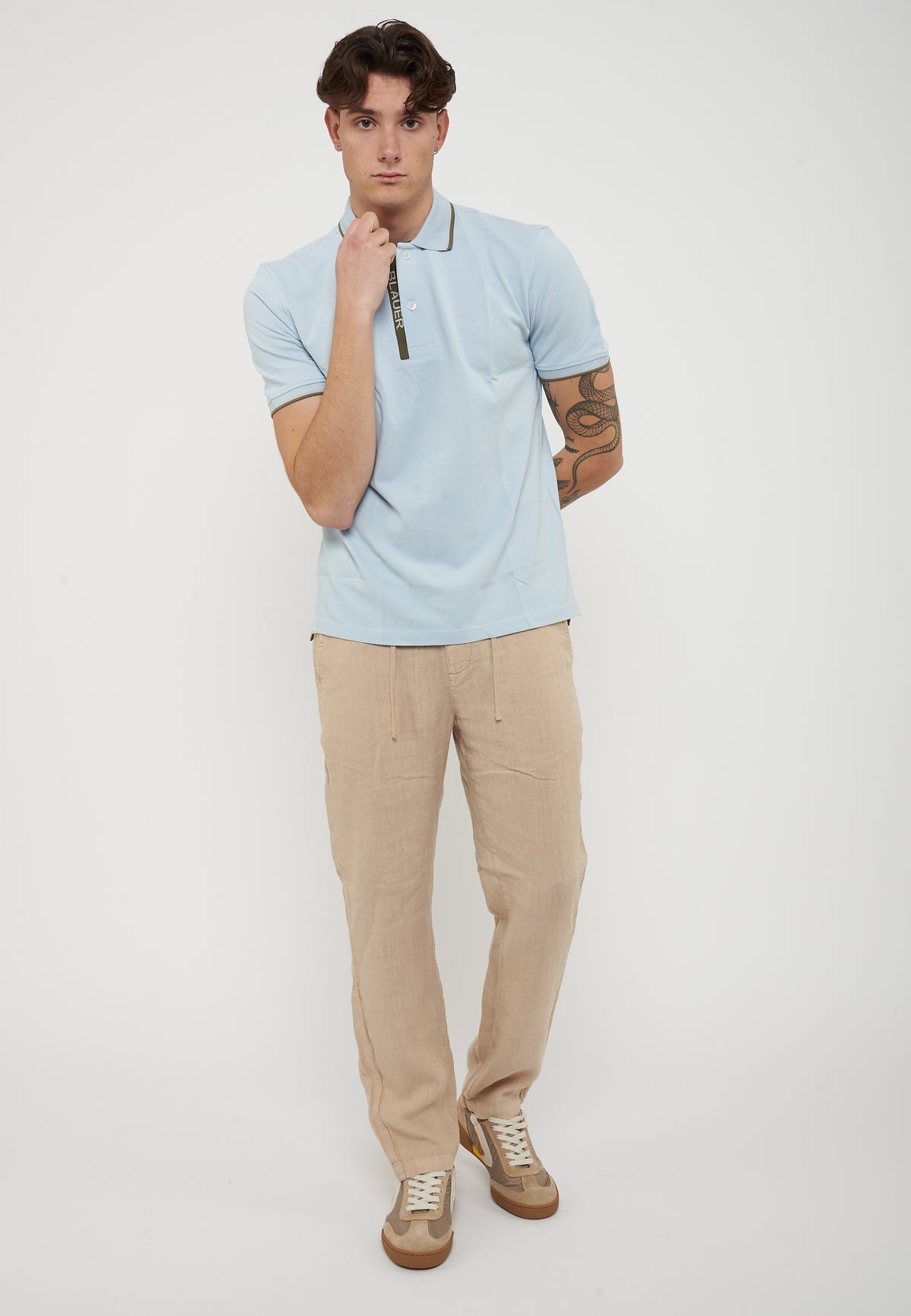 Polo Doppia Riga Logata Parkson Light Blue 