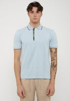 Polo Doppia Riga Logata Parkson Light Blue 