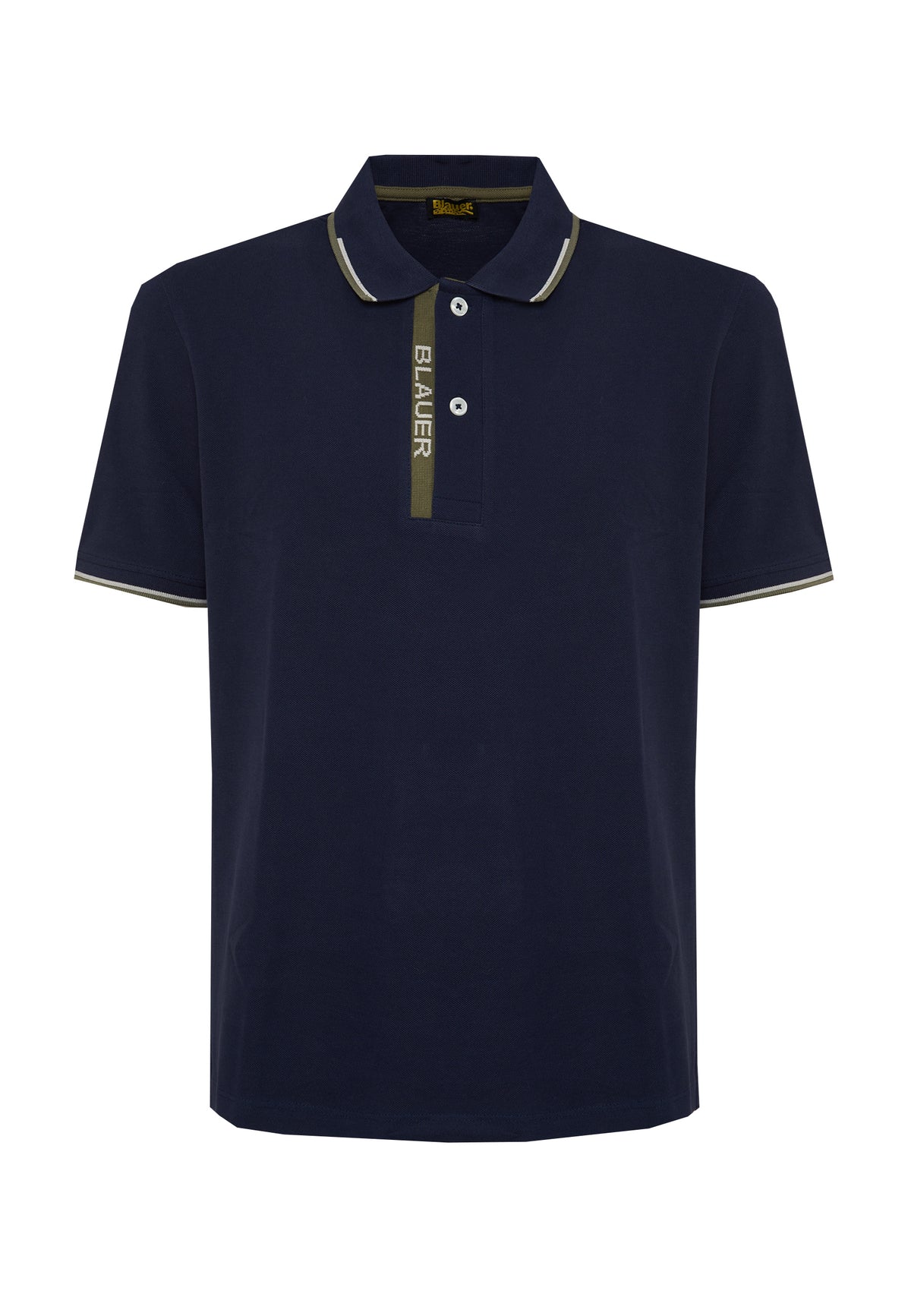 Polo Doppia Riga Logata Parkson Blue 