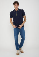 Polo Doppia Riga Logata Parkson Blue 