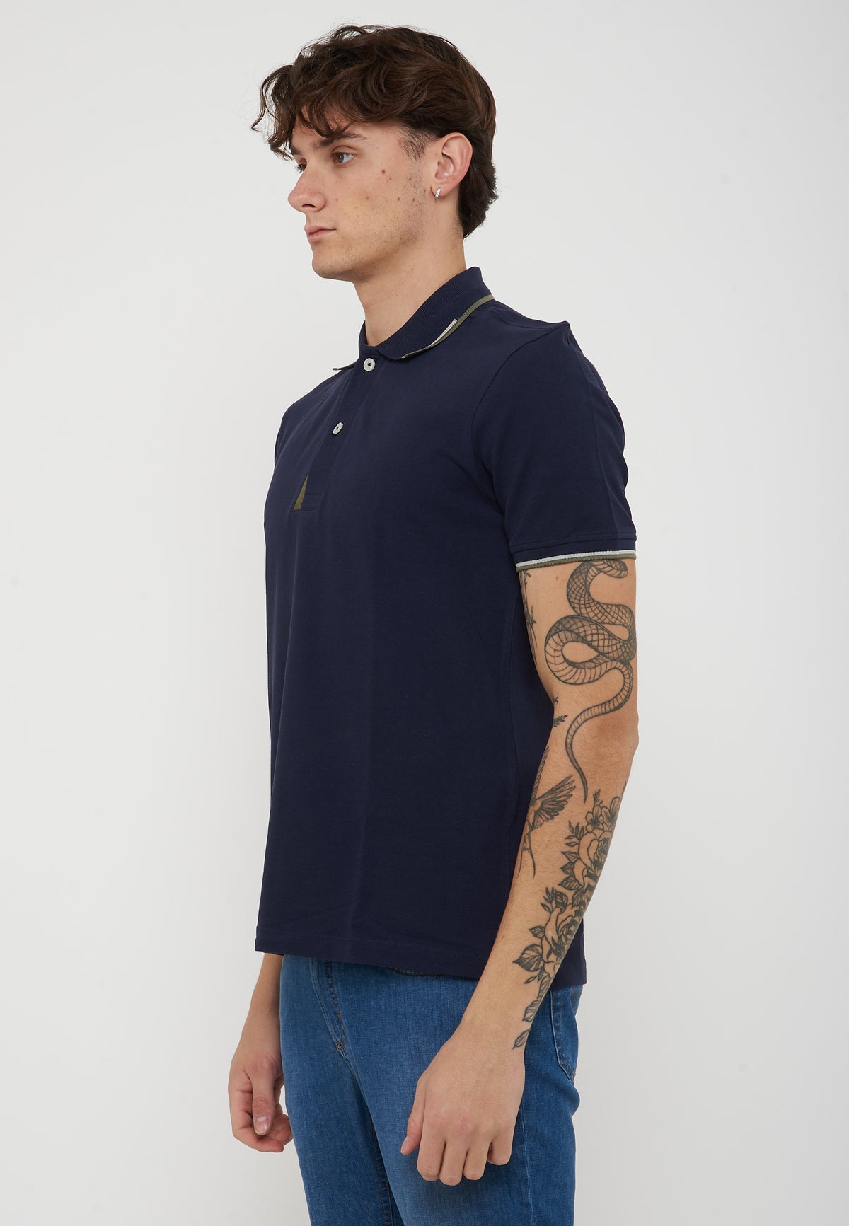 Polo Doppia Riga Logata Parkson Blue 