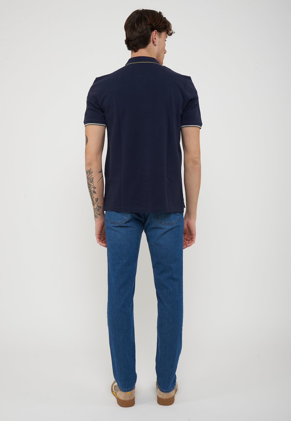 Polo Doppia Riga Logata Parkson Blue 