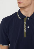 Polo Doppia Riga Logata Parkson Blue 