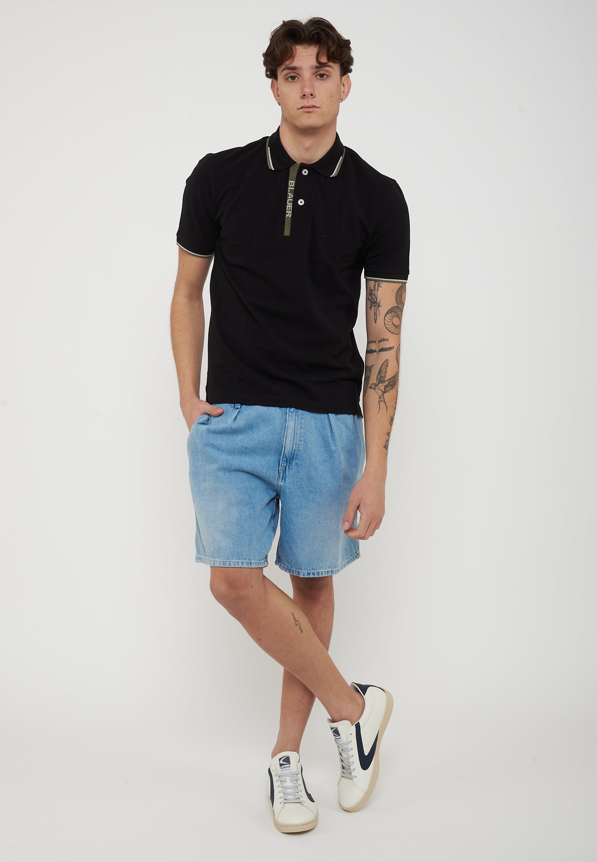 Polo Doppia Riga Logata Parkson Nero 