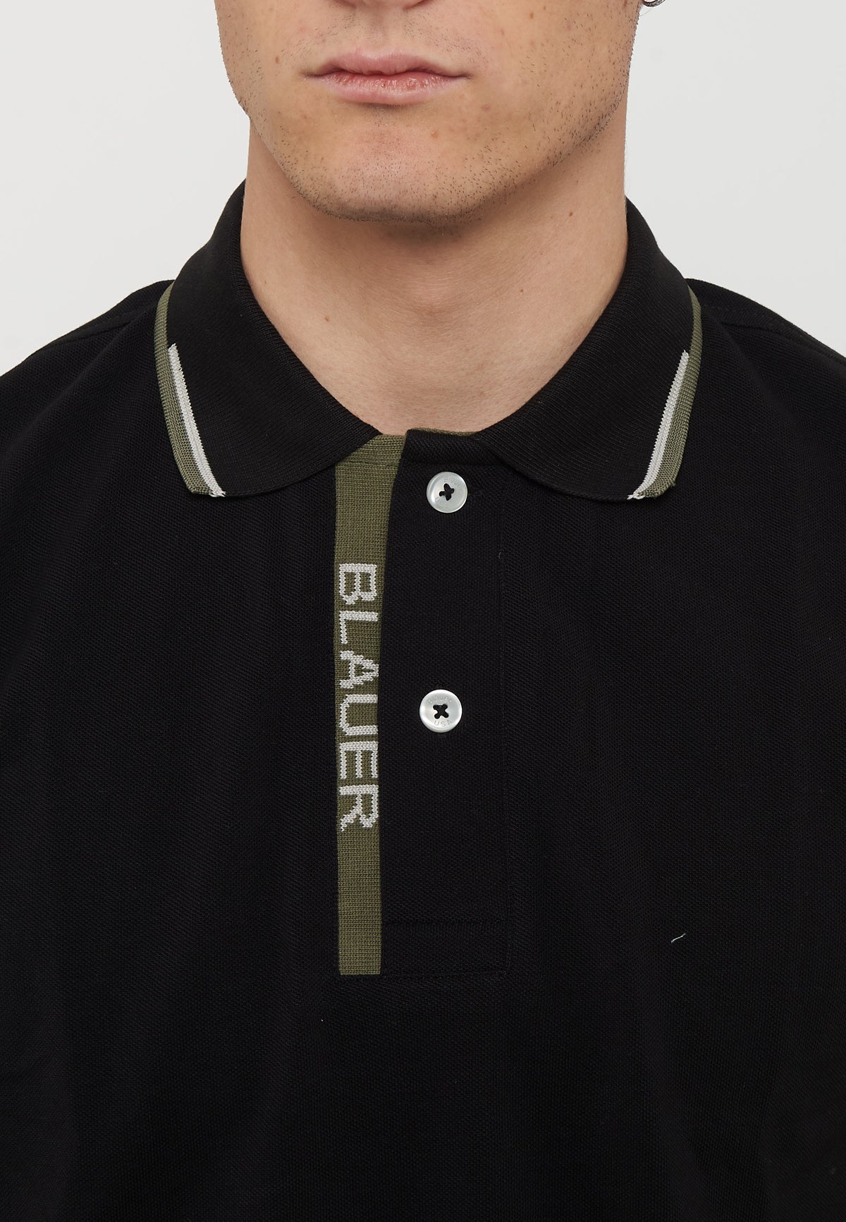 Polo Doppia Riga Logata Parkson Nero 