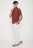Polo Shirt with Embroidered Ransom Collar English Brick