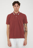 Polo Shirt with Embroidered Ransom Collar English Brick