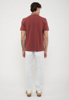 Polo Shirt with Embroidered Ransom Collar English Brick