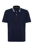 Polo Shirt with Embroidered Ransom Collar Blue