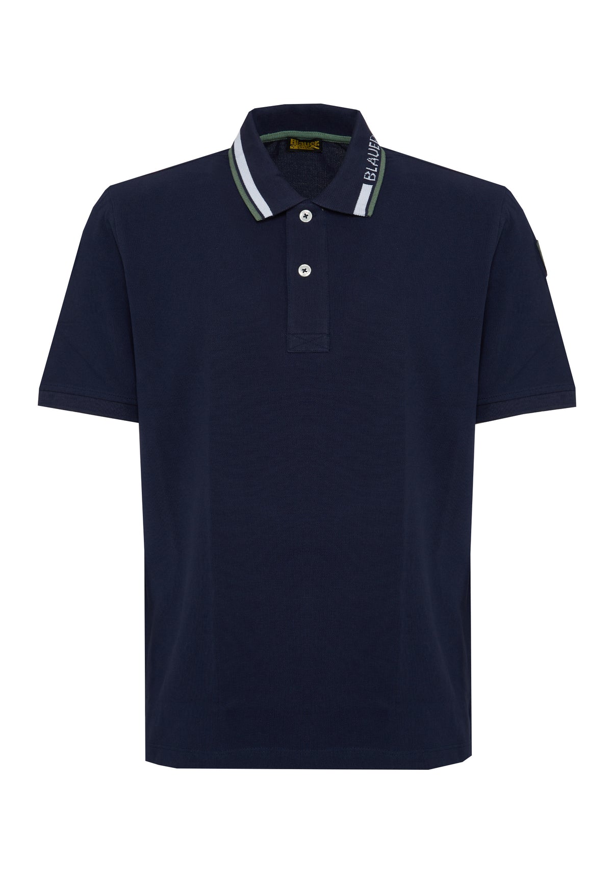 Polo Shirt with Embroidered Ransom Collar Blue
