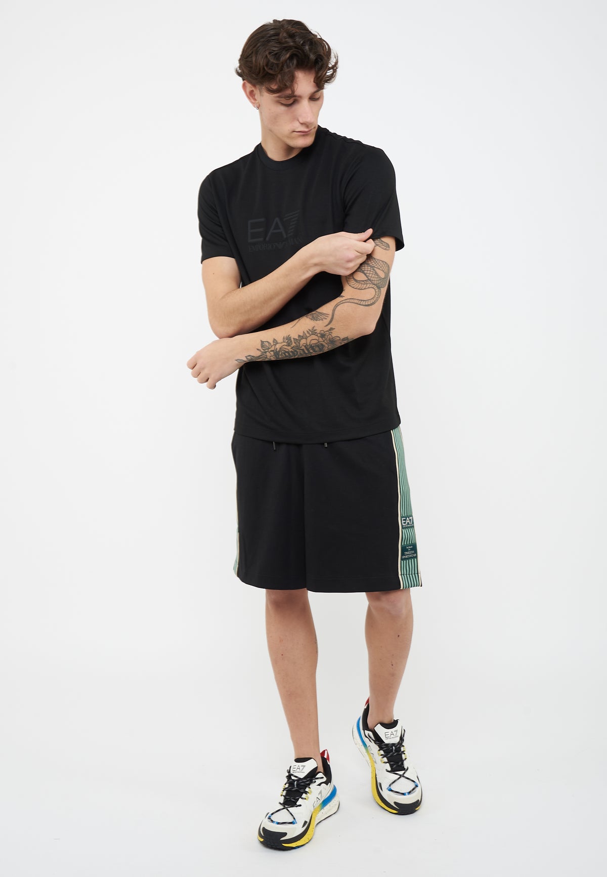 T-shirt Lux Identity in jersey di misto modal Black<BR/> 